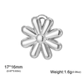 Polished silver stainless steel flower pendant charm for DIY jewelry 17x16mm - Large 8-Petal Flower / Steel