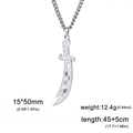 Silver stainless steel dagger pendant necklace with intricate engraved patterns and chain - Necklace - Steel - Single Hole