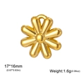 Polished golden stainless steel flower pendant charm with dimensions 17x16mm and 1.6g weight - Large 8-Petal Flower / Gold