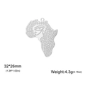 Silver Africa map pendant with Eye of Horus cutout, size 32x26mm, weight 4.3g - Steel