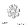 Silver sunflower pendant charm with smiling face for DIY jewelry making 15x16mm - 7-Petal Sun Flower / Steel