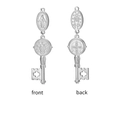 Front and back view of silver stainless steel religious heart key pendant with Saint Benedict medal - Cross And Key Set / Steel