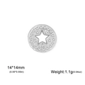 Zilveren roestvrijstalen ster hanger 14mm met getextureerde rand voor DIY sieraden maken - Staalkleur