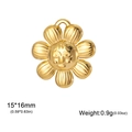 Golden flower-shaped face pendant for DIY jewelry making, 15x16mm stainless steel charm - 7-Petal Sun Flower / Gold