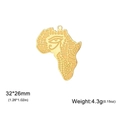 Gold African map pendant with Eye of Horus, 32x26mm stainless steel DIY charm - Gold