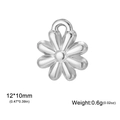Polished silver 12x10mm stainless steel flower daisy pendant for DIY jewelry making - Medium 8-Petal Flower / Steel