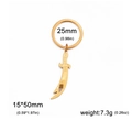 Golden sword-shaped alloy keychain featuring embossed patterns with 25mm ring size - Keychain - Gold - Single Hole