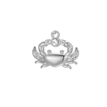 Polished silver crab pendant with a sparkling round zircon stone and small bale - Crab Rhinestone / Silver