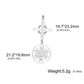 Ciondolo nodo celtico e cubo di Metatron in argento con dimensioni e peso del prodotto - Stile 3 (SS2020011505+2022042501-S) / Color Acciaio