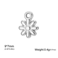 Silver daisy flower pendant DIY jewelry accessory in 9x7mm size for necklaces - Small 8-Petal Flower / Steel