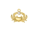 Golden crab pendant accessory in stainless steel featuring a single sparkling zircon stone - Crab Rhinestone / Gold