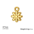 Golden flower charm pendant in stainless steel for DIY jewelry making 9x7mm size - Small 8-Petal Flower / Gold