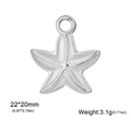 Polished silver starfish charm pendant for DIY jewelry making 22x20mm 3.1g - Starfish / Silver