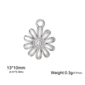 Polished silver daisy flower pendant charm, stainless steel jewelry accessory, 13x10mm - Daisy / Steel