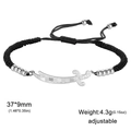 Adjustable black cord bracelet with a 37mm silver scimitar sword pendant and metal beads - Bracelet - Steel Color - Black Cord