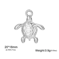 Pendentif tortue de mer en acier inoxydable argenté avec motif géométrique, 20x18mm - Tortue de mer / Argent