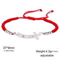 Adjustable red braided bracelet with silver stainless steel Zulfiqar sword charm - Bracelet - Steel - Red String
