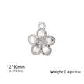 Polished silver flower charm 12x10mm for DIY jewelry making stainless steel pendant - Frangipani / Steel