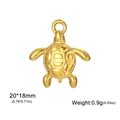 Pendentif tortue dorée en acier inoxydable pour création de bijoux 20x18mm - Tortue de mer / Or