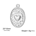 Ovale hartvormige hanger in zilverkleur met afmetingen 23x15mm en 1,8g gewicht - 23x15mm / Zilver - Ovaal Hart