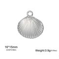 Pendentif coquillage en acier inoxydable argenté, accessoire bijoux DIY 16x15mm avec texture - Coquille Saint-Jacques / Argent