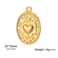 Ovale gouden roestvrijstalen hanger met 3D-hart en een gehamerde textuur afwerking - 23x15mm / Goud - Ovaal Hart