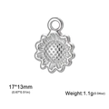 Silver sunflower pendant charm in stainless steel for DIY jewelry making 17x13mm - Sunflower / Steel