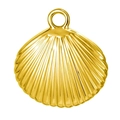 Pendentif coquillage doré en acier inoxydable avec des rayures radiales polies - Coquille Saint-Jacques / Or