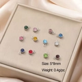 Set of 5x8mm gold plated stainless steel birthstone charms in 11 crystal colors - 5x8mm Single Hole / Steel