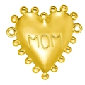 Gouden hartvormige MOM-hanger met kralenrand en zijlussen voor DIY-sieraden maken - Goud - Dubbel Gat Hart MOM