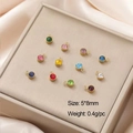 Set of 12 colorful 5x8mm birthstone charms with gold-plated bezel for DIY jewelry making - 5x8mm Single Hole / Gold