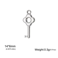 Silver stainless steel flower key charm pendant for DIY jewelry making 14x6mm size - Flower Key / Steel