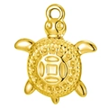 Pendentif tortue dorée avec motif de pièce de monnaie en acier inoxydable brillant - Tortue Pièce / Or