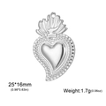 Hartvormige hanger van zilverkleurig roestvrij staal voor DIY-sieraden maken - 25x16mm / Zilver - Heilig Hart
