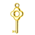 Elegant gold flower-shaped key pendant charm in polished stainless steel for DIY jewelry - Flower Key / Gold