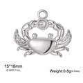 Pendentif crabe en acier inoxydable argenté poli 15x18mm pour la création de bijoux - Crabe / Argent