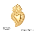 Gouden Sacred Heart hanger met vlamdetail en kralenrand voor doe-het-zelf sieraden - 25x16mm / Goud - Heilig Hart
