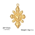 Gouden 3D hart-sterhanger van roestvrij staal voor DIY sieraden, 26x17mm - Goud - Zonnestraal Hart