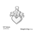 Zilveren roestvrijstalen hartvormige hanger met bloemendetail en maat 15x12mm - 15x12mm / Zilver - Bloemen Hart