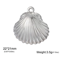 Pendentif coquillage en acier inoxydable poli 22x21mm pour création bijoux - Coquillage / Argent