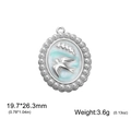 Oval stainless steel peace dove pendant with blue enamel and olive branch detail - Peace Dove / Steel Color - Peace Dove