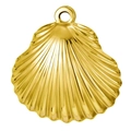 Pendentif coquille Saint-Jacques doré avec texture radiale et fini métallique - Coquillage / Or