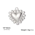 Gepolijste 18x18mm hartvormige hanger van roestvrij staal met radiale bloembladvormige textuur - 18x18mm / Zilver - Gextureerde Rand Hart
