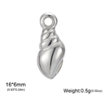 Pendentif en forme de conque en acier inoxydable argenté, poli, taille 16x6mm - Conque / Argent