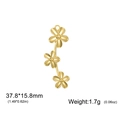 Golden stainless steel triple flower pendant charm for DIY jewelry necklaces and earrings - Gold