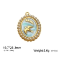Golden oval dove pendant with blue enamel and pearl, size 19.7x26.3mm for DIY jewelry - Peace Dove / Gold-Peace Dove