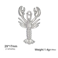 Pendentif homard en acier inoxydable argent poli, dimensions 29x17mm et poids de 1,4g - Homard / Argent
