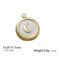 Golden crescent moon pendant with hammered edges and pearl background, 14.8x17.7mm - Gold-Moon