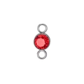 Silver stainless steel connector with red birthstone for DIY jewelry making - Steel Color (January)