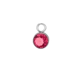 Stainless steel birthstone pendant charm in rose pink crystal for DIY jewelry making - July / Silver